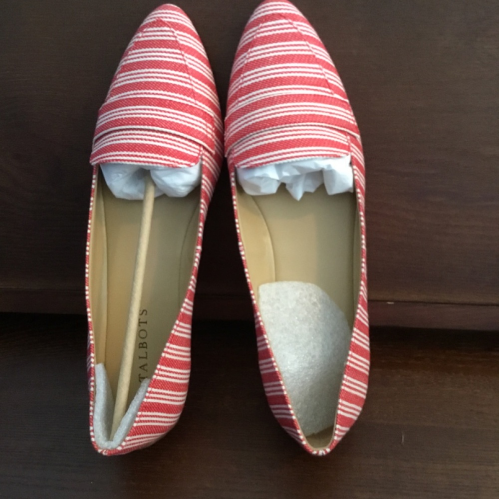 Talbots Red&White Striped Summer Flats, SZ 9.5, NIB - Picture 2 of 9